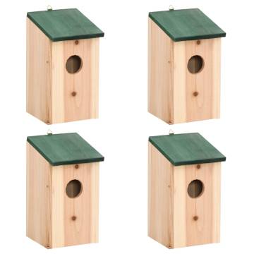 Wooden Bird Houses Set of 4 - Perfect Garden Ornament