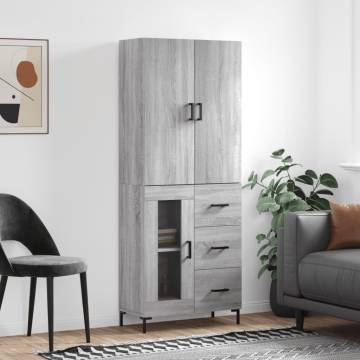 Highboard Grey Sonoma - Stylish Engineered Wood Storage Cabinet