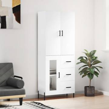 Stylish White Highboard - 69.5x34x180 cm | Hipomarket