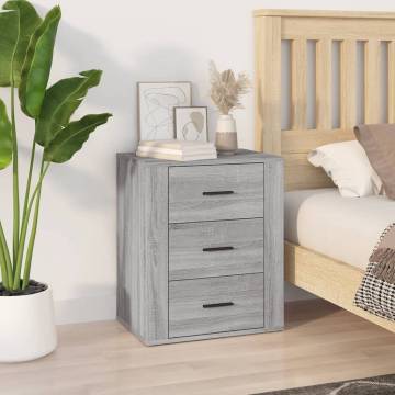 Stylish Grey Sonoma Bedside Cabinet - 50x36x60 cm