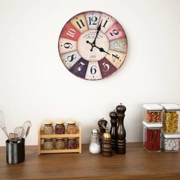 Vintage 30 cm Colourful Wall Clock - Retro Decor | HipoMarket