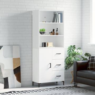 Elegant Highboard in White - 69.5x34x180 cm Engineered Wood