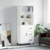 Highboard White 69.5x34x180 cm Engineered Wood Colour white Quantity in Package 1 Model 1 door 3 drawers 