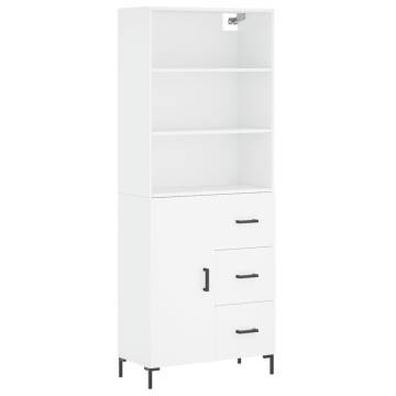 Elegant Highboard in White - 69.5x34x180 cm Engineered Wood