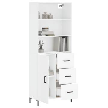 Elegant Highboard in White - 69.5x34x180 cm Engineered Wood