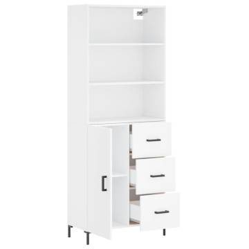 Elegant Highboard in White - 69.5x34x180 cm Engineered Wood