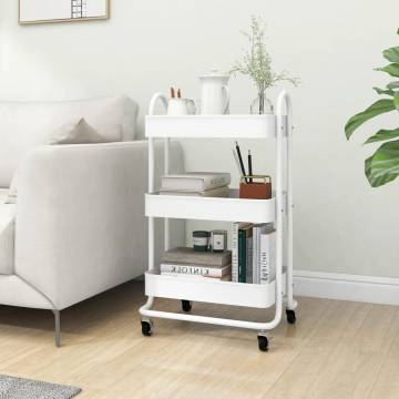 Durable 3-Tier White Trolley - Steel Storage Solution | Hipo Market