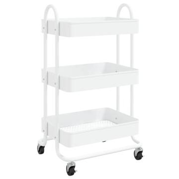 Durable 3-Tier White Trolley - Steel Storage Solution | Hipo Market