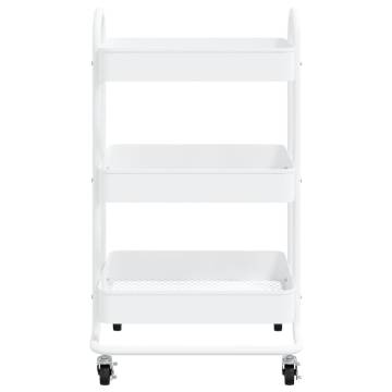 Durable 3-Tier White Trolley - Steel Storage Solution | Hipo Market