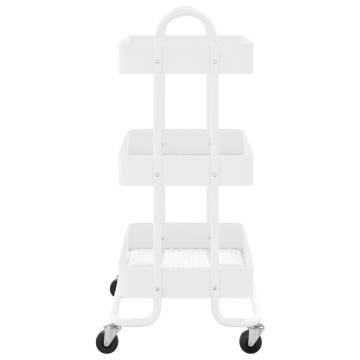 Durable 3-Tier White Trolley - Steel Storage Solution | Hipo Market