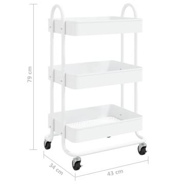 Durable 3-Tier White Trolley - Steel Storage Solution | Hipo Market