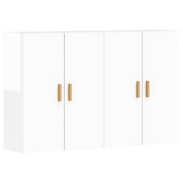 High Gloss White Wall Mounted Cabinets - 2 pcs | HipoMarket