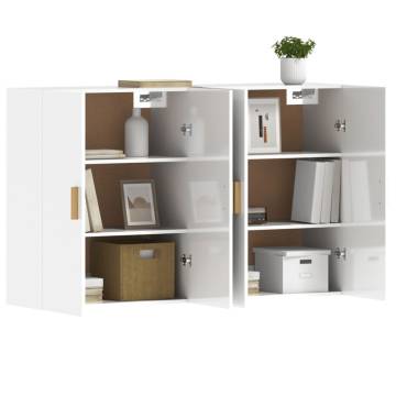 High Gloss White Wall Mounted Cabinets - 2 pcs | HipoMarket