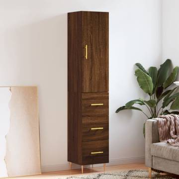 Elegant Highboard Brown Oak - 34.5x34x180 cm | Hipomarket