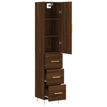 Elegant Highboard Brown Oak - 34.5x34x180 cm | Hipomarket