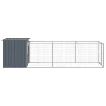 Durable Dog House with Run - Anthracite Galvanised Steel