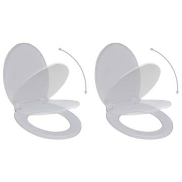 Toilet Seats with Soft Close Lids - 2 Pcs Plastic White