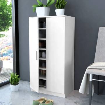 Stylish White Shoe Cabinet with 7 Shelves - Hipomarket