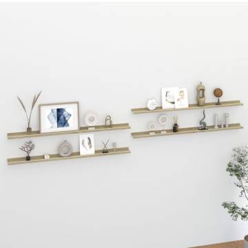 Stylish Wall Shelves Set - White & Sonoma Oak - 4 pcs