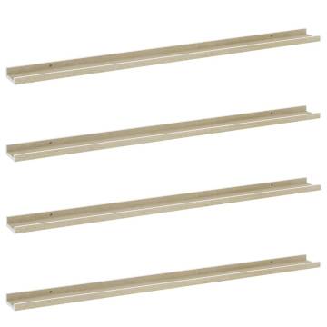 Stylish Wall Shelves Set - White & Sonoma Oak - 4 pcs