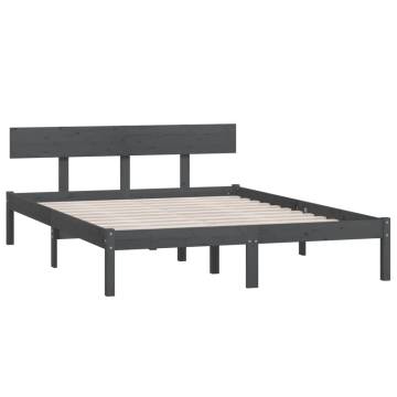 Grey Solid Wood Pine Bed Frame 160x200 cm - Modern Design