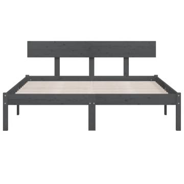 Grey Solid Wood Pine Bed Frame 160x200 cm - Modern Design