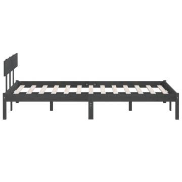 Grey Solid Wood Pine Bed Frame 160x200 cm - Modern Design