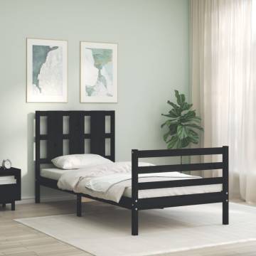 Stylish Bed Frame with Headboard - Black 100x200 cm | HipoMarket