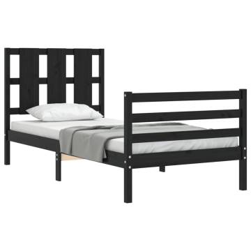 Stylish Bed Frame with Headboard - Black 100x200 cm | HipoMarket