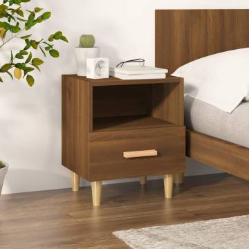 Scandinavian Brown Oak Bedside Cabinet | 40x35x47 cm