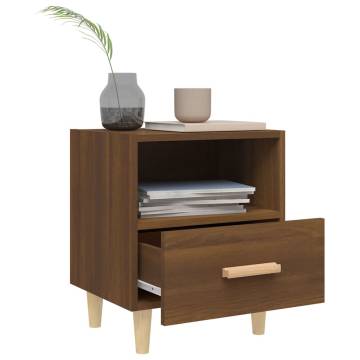 Scandinavian Brown Oak Bedside Cabinet | 40x35x47 cm