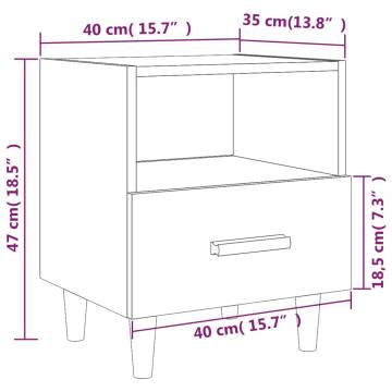 Scandinavian Brown Oak Bedside Cabinet | 40x35x47 cm