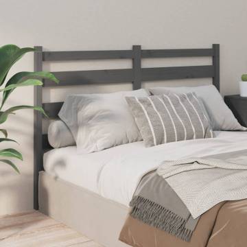 Stylish Grey Bed Headboard - Solid Pine Wood 126x4x100 cm