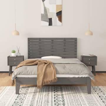 Wall Headboard Grey 146x3x63 cm Solid Pine Wood - HipoMarket