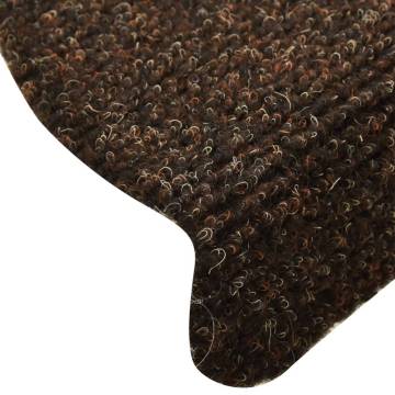 Self-Adhesive Stair Mats - 5 pcs Brown | Hipomarket UK