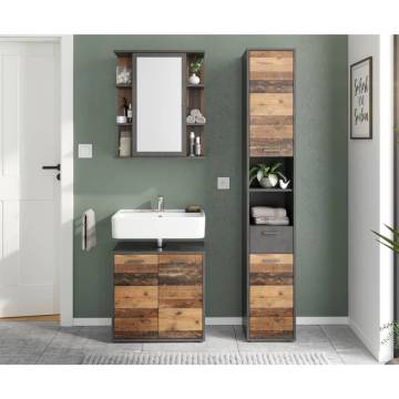 FMD Mirrored Bathroom Cabinet - Matera Old Style Dark