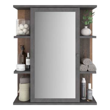 FMD Mirrored Bathroom Cabinet - Matera Old Style Dark