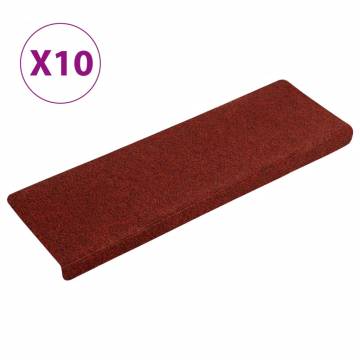 Stair Mats 10 pcs Bordeaux Red | Non-Slip & Washable