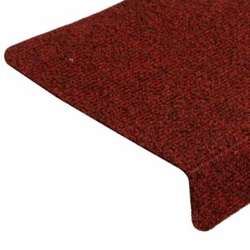 Stair Mats 10 pcs Bordeaux Red | Non-Slip & Washable