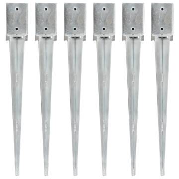 Ground Spikes 6 pcs Silver 9x9x75 cm Galvanised Steel