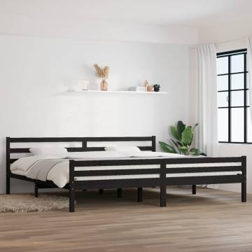 Black Solid Wood Bed Frame 180x200 cm Super King Size - HipoMarket