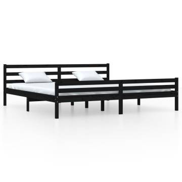 Black Solid Wood Bed Frame 180x200 cm Super King Size - HipoMarket