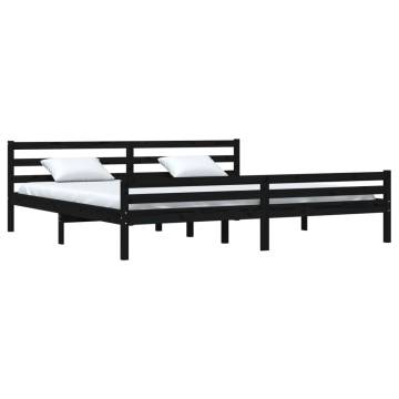 Black Solid Wood Bed Frame 180x200 cm Super King Size - HipoMarket