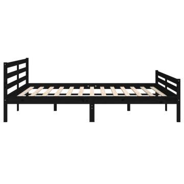 Black Solid Wood Bed Frame 180x200 cm Super King Size - HipoMarket