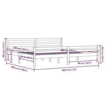 Black Solid Wood Bed Frame 180x200 cm Super King Size - HipoMarket