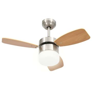 Ceiling Fan with Light & Remote Control - 76cm Light Brown