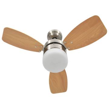 Ceiling Fan with Light & Remote Control - 76cm Light Brown