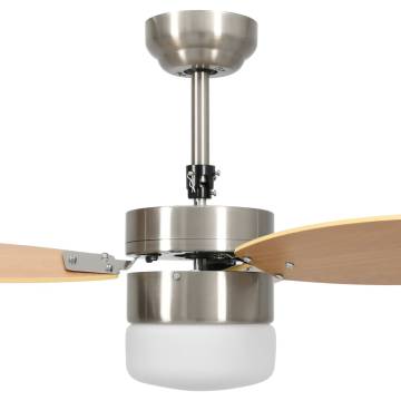 Ceiling Fan with Light & Remote Control - 76cm Light Brown