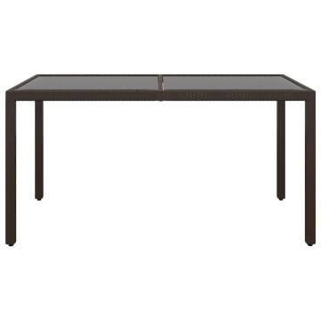 Stylish Garden Table 150x90 cm - Tempered Glass & Poly Rattan