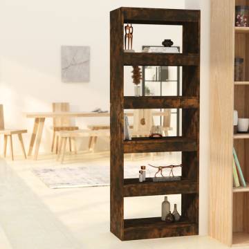 Book Cabinet & Room Divider - Smoked Oak | 60x30x166 cm